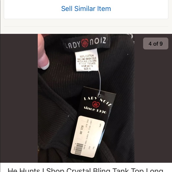 Black Crystal Bling Tank Top - He Hunts I Shop - Picture 4 of 5